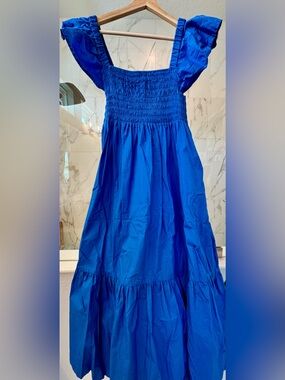 o.p.t Evereve Electric Blue Smocked Maxi Dress with Flutter Sleeves